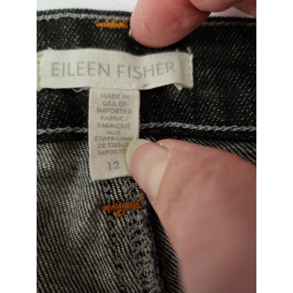 Eileen Fisher Black faded Woman's Jeans Sz 12 100% Organic - Picture 4 of 4